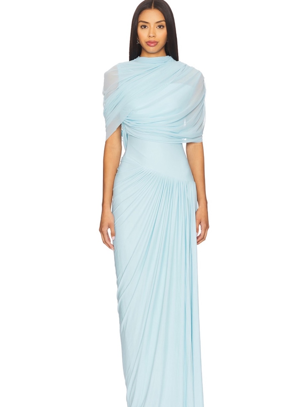 REVOLVE Pale Blue Draped Maxi Gown